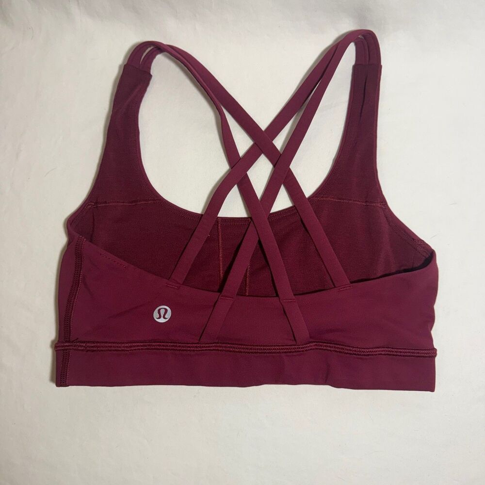 Lululemon Energy Bra Strappy Back Maroon/Wine LW2326S Size 2